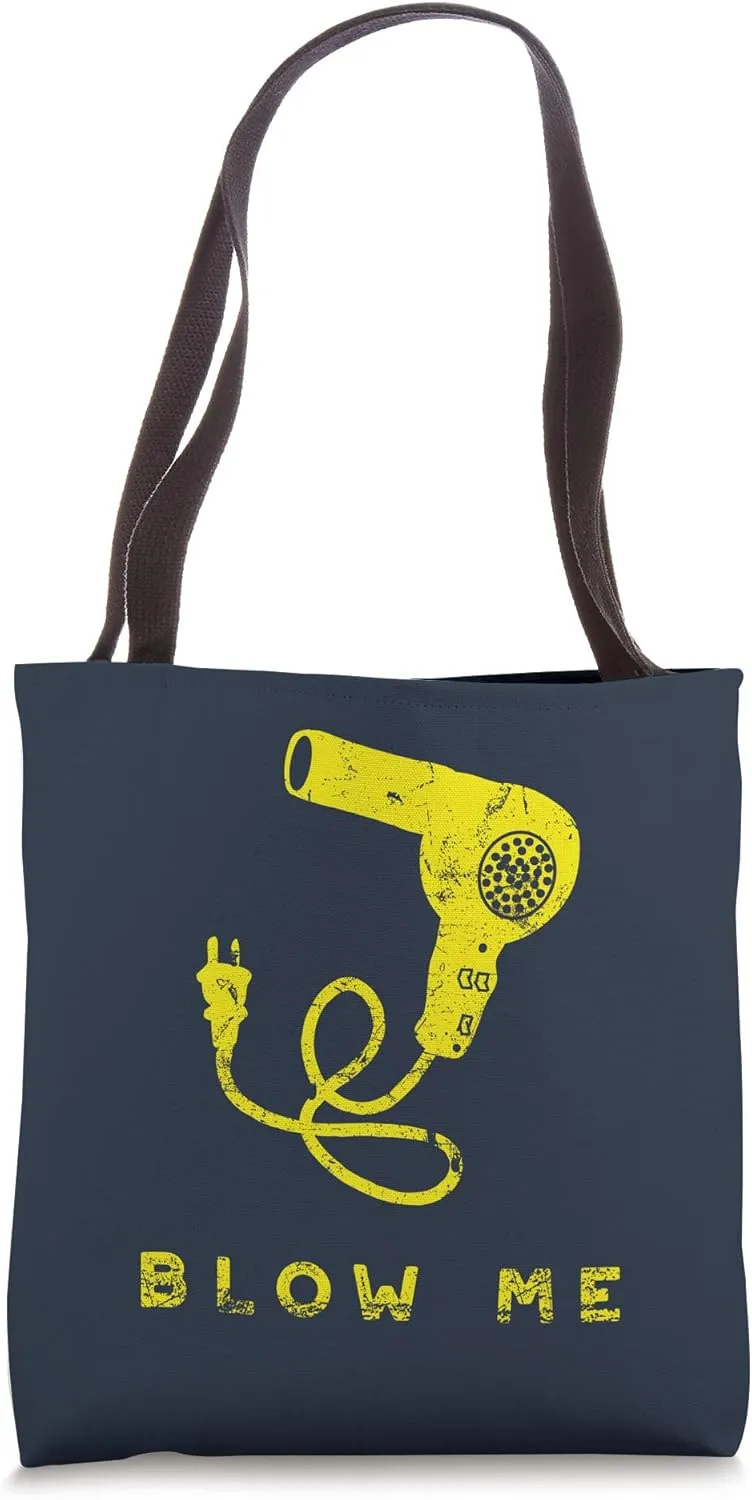 Blow Me Yellow Retro Style Hairdryer Sarcastic Graphic Tote Bag
