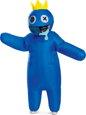 Blue Inflatable Costume, Official Rainbow Friends Inflating Costume with Fan, Kids Size (up to 7-8)