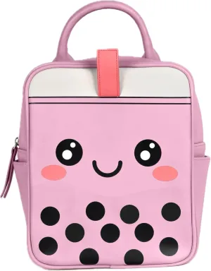 Boba Premium Faux-Leather Backpack, Crossbody, or Purse (Pink)