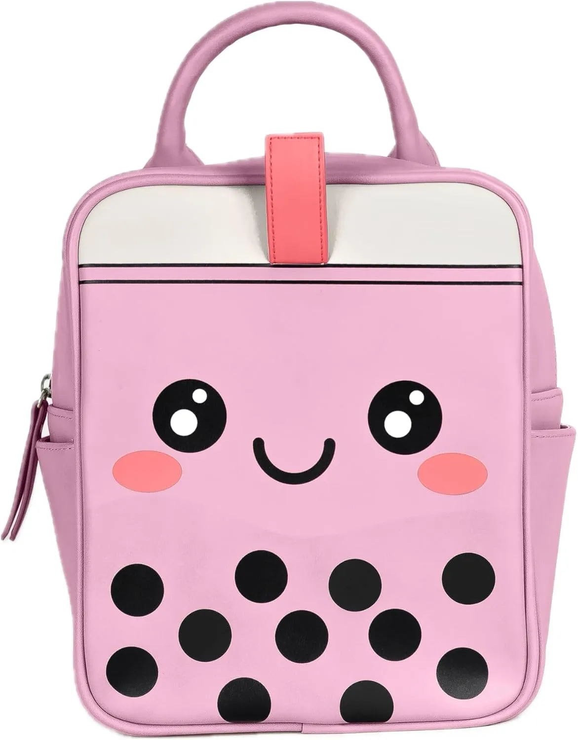 Boba Premium Faux-Leather Backpack, Crossbody, or Purse (Pink)