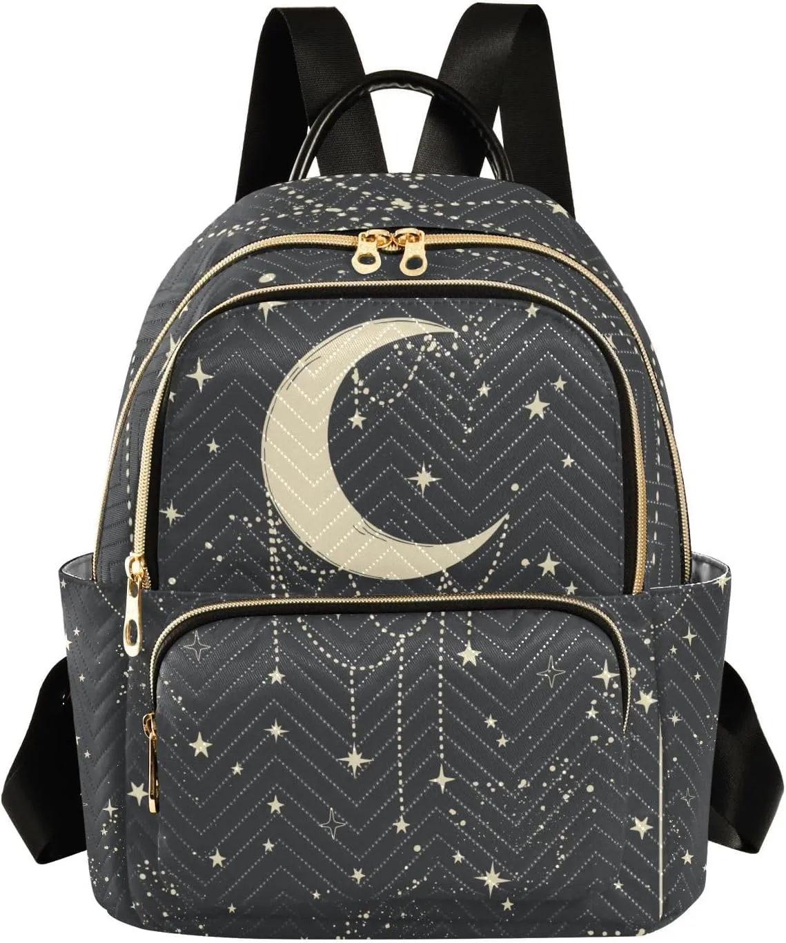Boho Moon Quilted Backpack Purse for Women Fashion Small Backpack Shoulder Bag Travel Casual Daypack