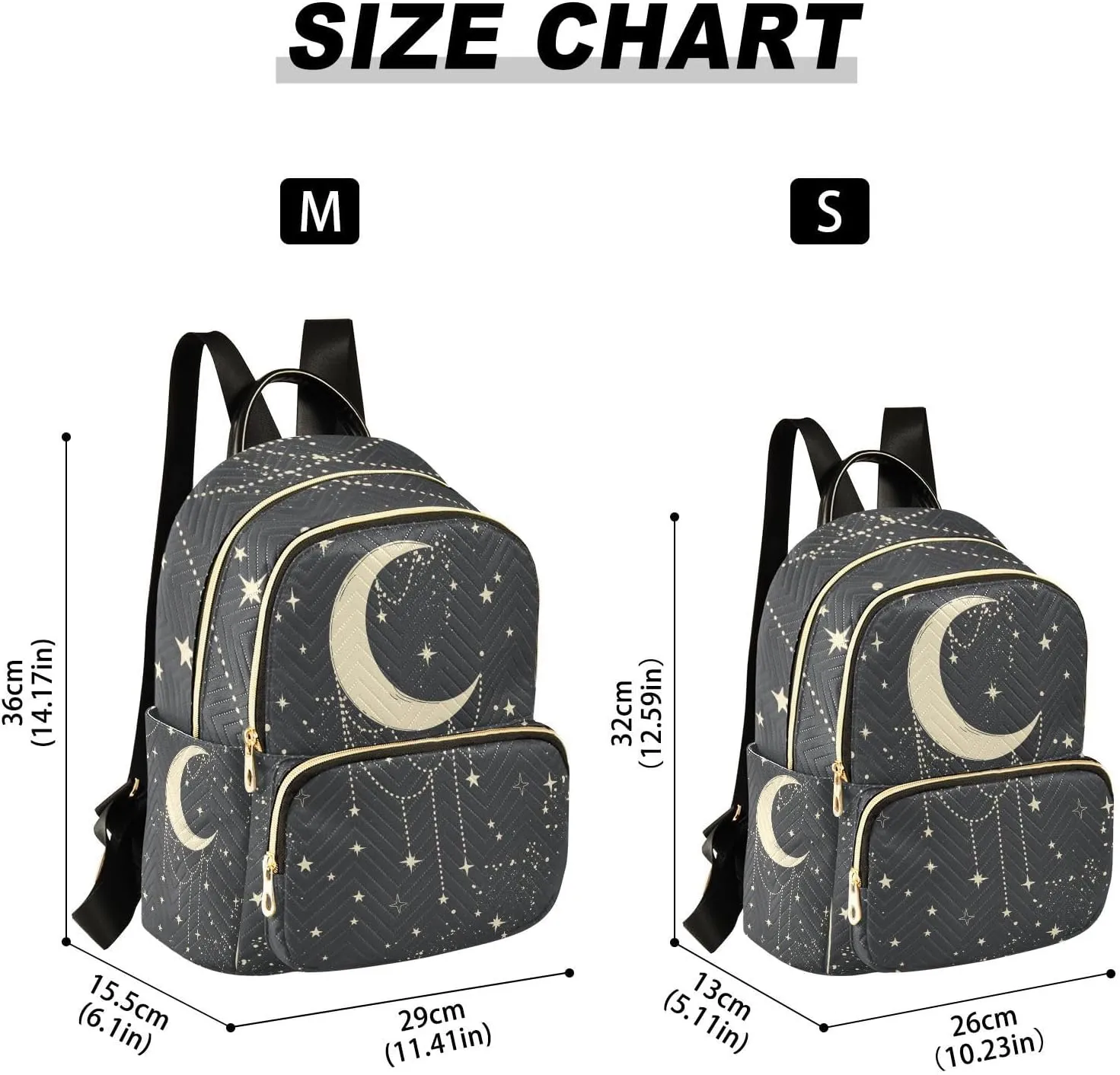 Boho Moon Quilted Backpack Purse for Women Fashion Small Backpack Shoulder Bag Travel Casual Daypack