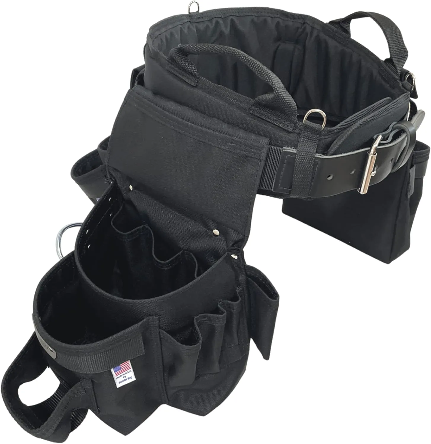 BOULDER BAG Ultimate Pro Framer MAX Triple Combo with Comfort Back Support Tool Belt, Leather Belt Buckle, Heavy Duty, Black (Large 33-36 Inches), Made in USA