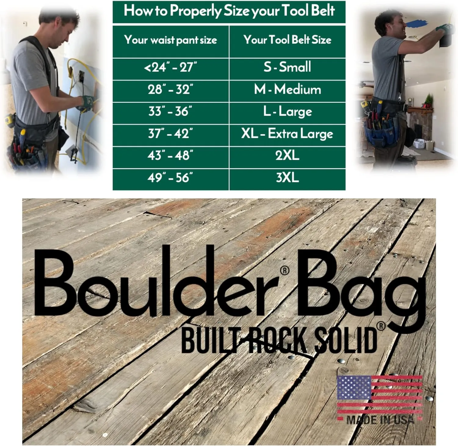 BOULDER BAG Ultimate Pro Framer MAX Triple Combo with Comfort Back Support Tool Belt, Leather Belt Buckle, Heavy Duty, Black (Large 33-36 Inches), Made in USA
