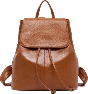BOYATU Leather Backpack Purse for Women: Ladies Travel Fashion Back Pack - Genuine Leather Bag Casual Handbags for Work (Brown)