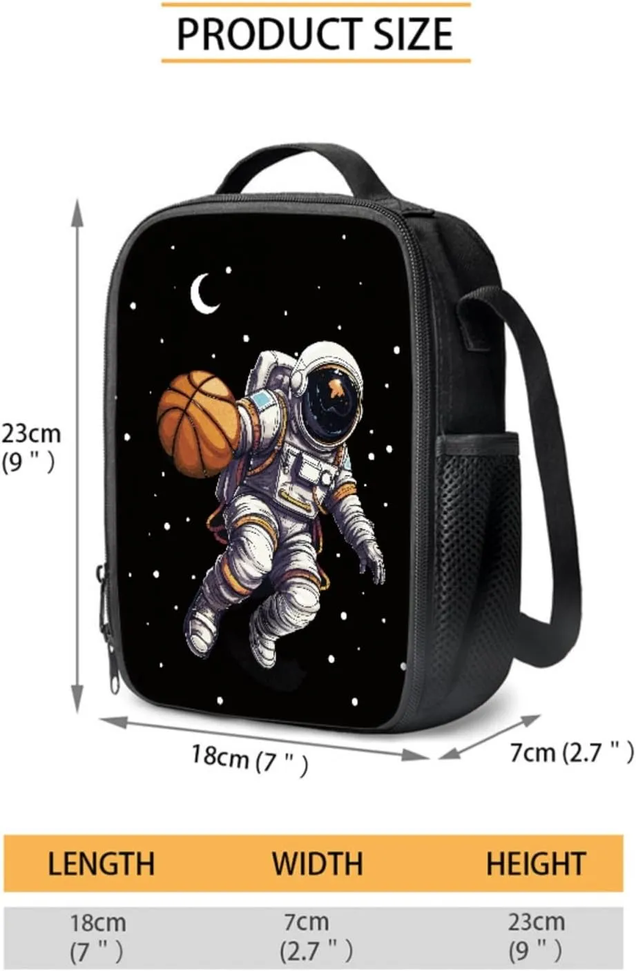 Boys Astronaut Backpack 3-Piece Set,Basketball Bookbag for Elementary Kids Moon School Bag for 5-7 Years Children Daypack 17 Inch Shoulder Bags with Lunch Bag