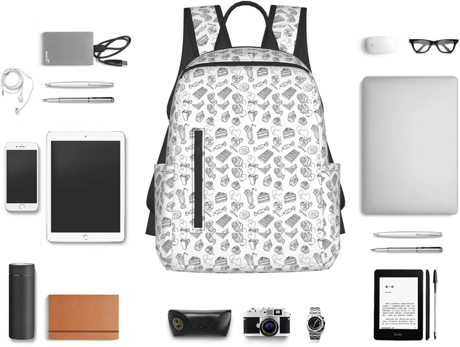 BREAUX Afternoon Tea Print Simple And Lightweight Leisure Backpack, Men'S And Women'S Fashionable Travel Backpack
