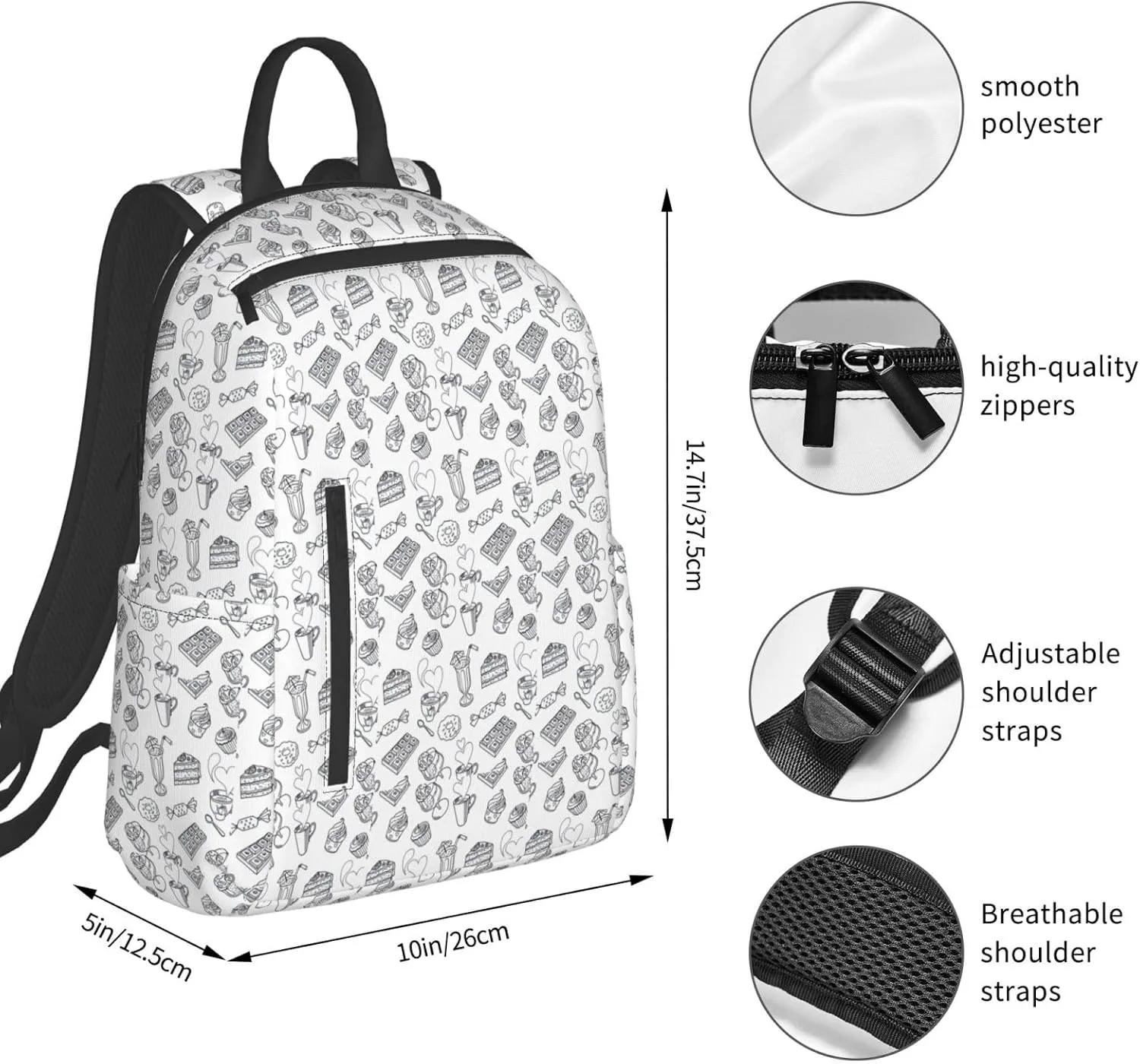 BREAUX Afternoon Tea Print Simple And Lightweight Leisure Backpack, Men'S And Women'S Fashionable Travel Backpack