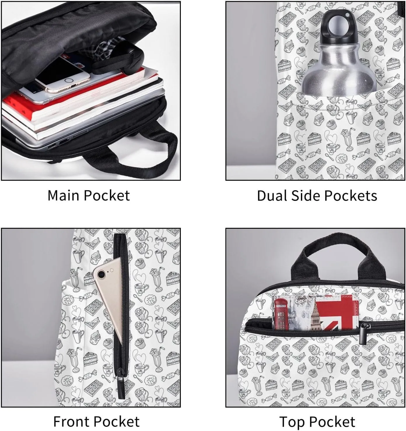 BREAUX Afternoon Tea Print Simple And Lightweight Leisure Backpack, Men'S And Women'S Fashionable Travel Backpack