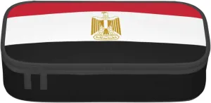 BREAUX Egyptian flag print unisex pencil pouch, versatile stationery storage bag for office, travel or makeup