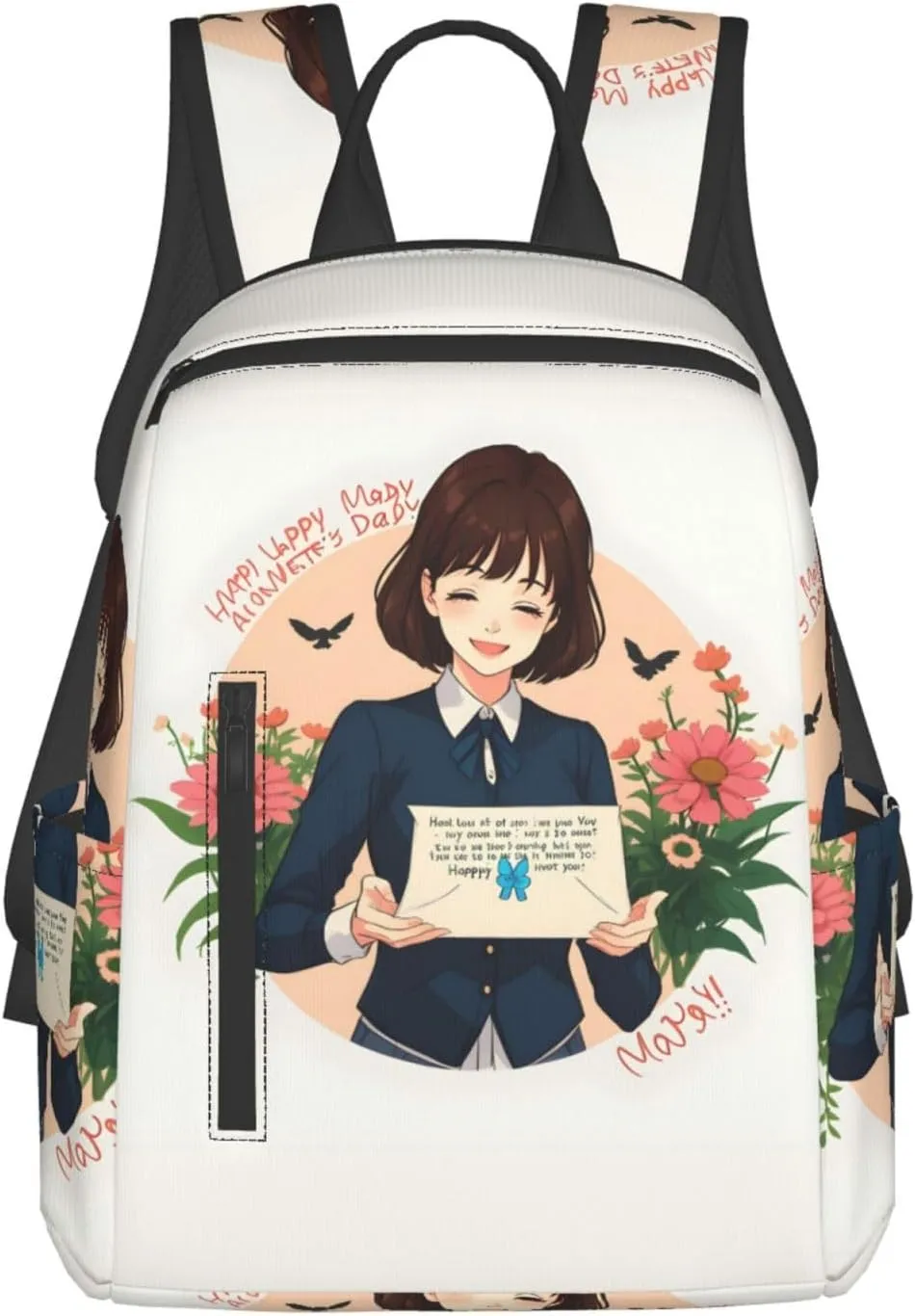BREAUX Happy mother day print Lightweight Backpack for Travel Casual Shoulder Bag Laptop Backpack Fit for Leisure Day