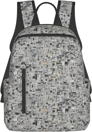 BREAUX newspaper hd print Lightweight Backpack for Travel Casual Shoulder Bag Laptop Backpack Fit for Leisure Day