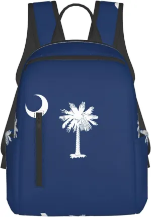 BREAUX South Carolina Flag Lightweight Backpack Travel Shoulder Bag Laptop Backpack High Density Twill Composite Fabric