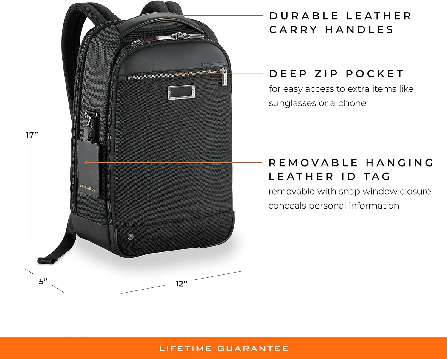 Briggs & Riley @ Work Medium Slim Backpack, Black, Large