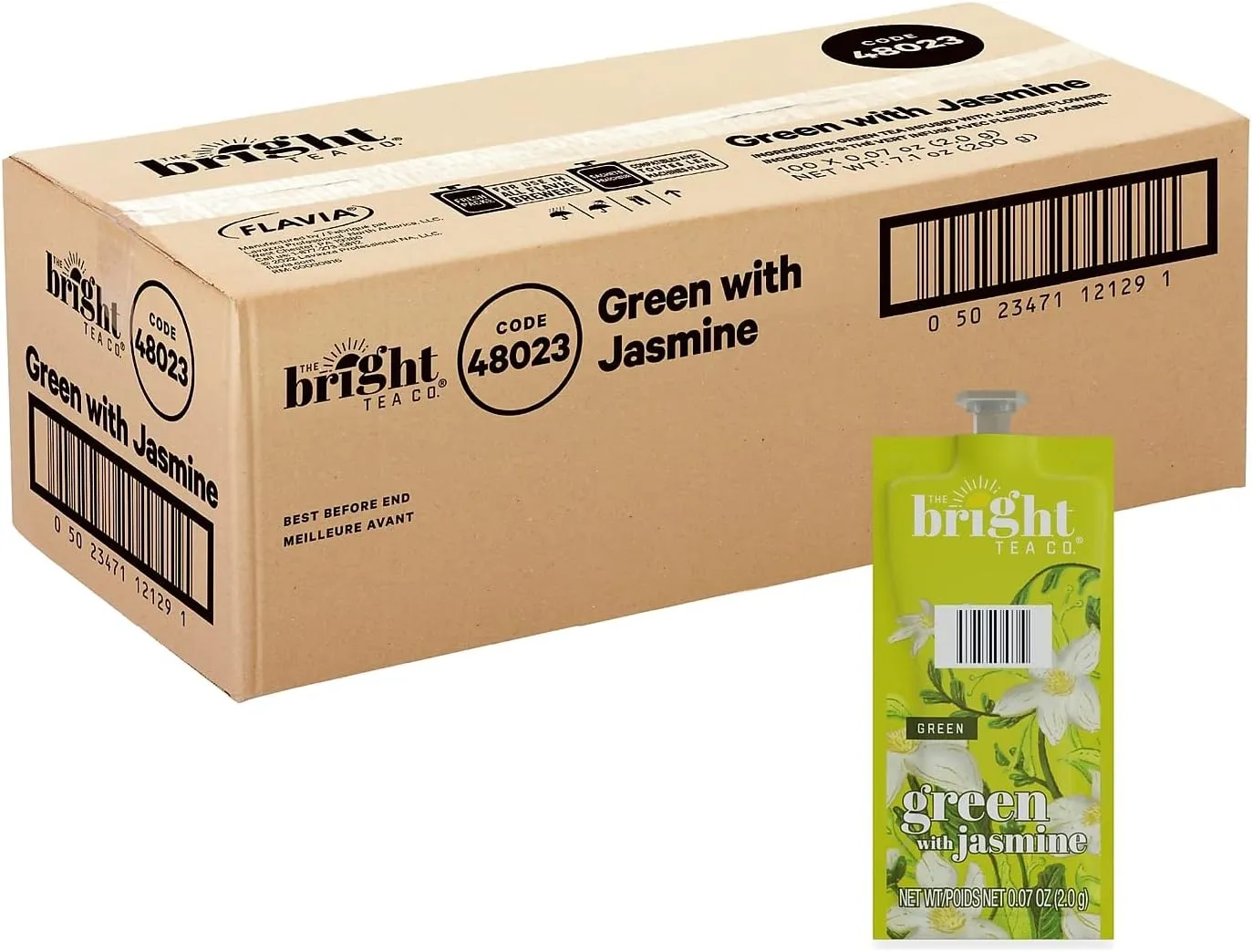 Bright Tea Co. B503 Green Tea with Jasmine FLAVIA Freshpacks, 100/Carton