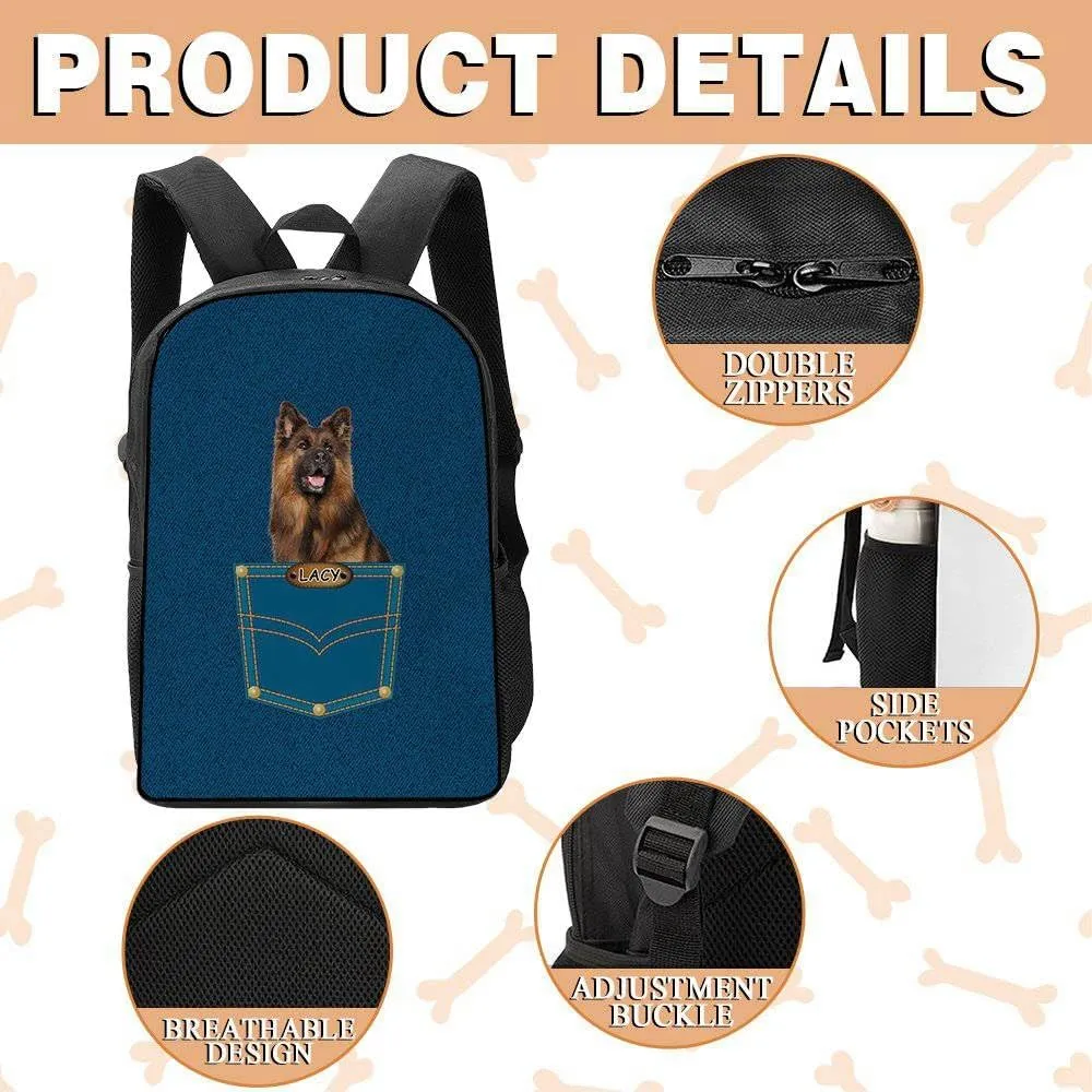 Britishlonghair Backpack Bookbag Custom Blue Jeans Print Daypack Laptop Bag for Work Travel Hiking 17 Inch Lightweight