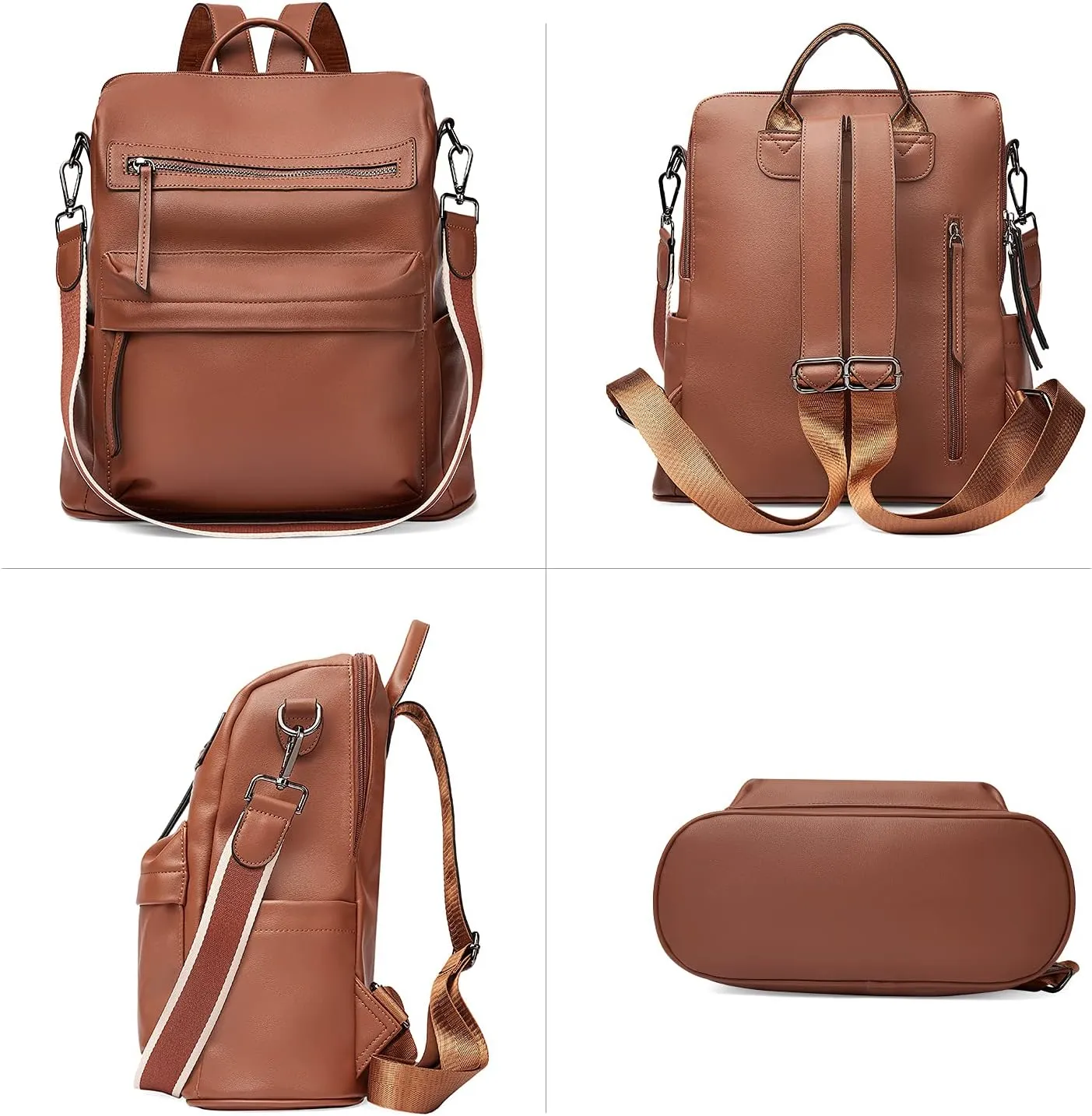 BROMEN Backpack Purse for Women Fashion Leather Designer Travel Large Ladies Shoulder Bags