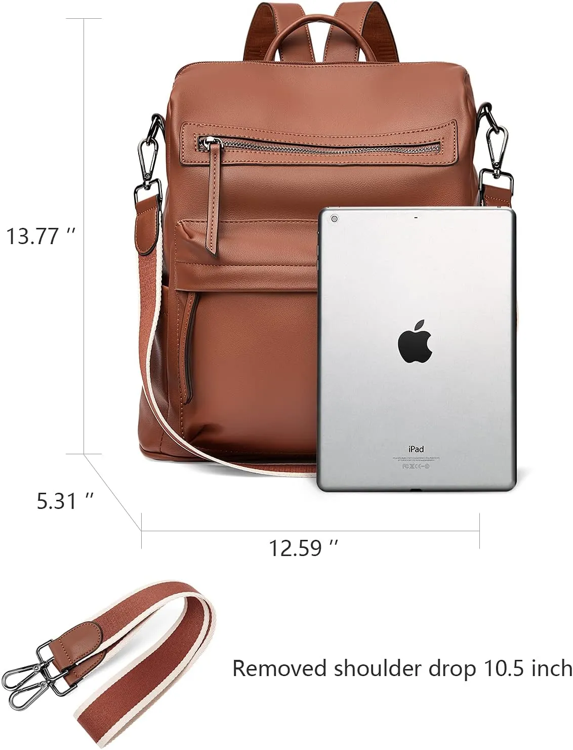 BROMEN Backpack Purse for Women Fashion Leather Designer Travel Large Ladies Shoulder Bags