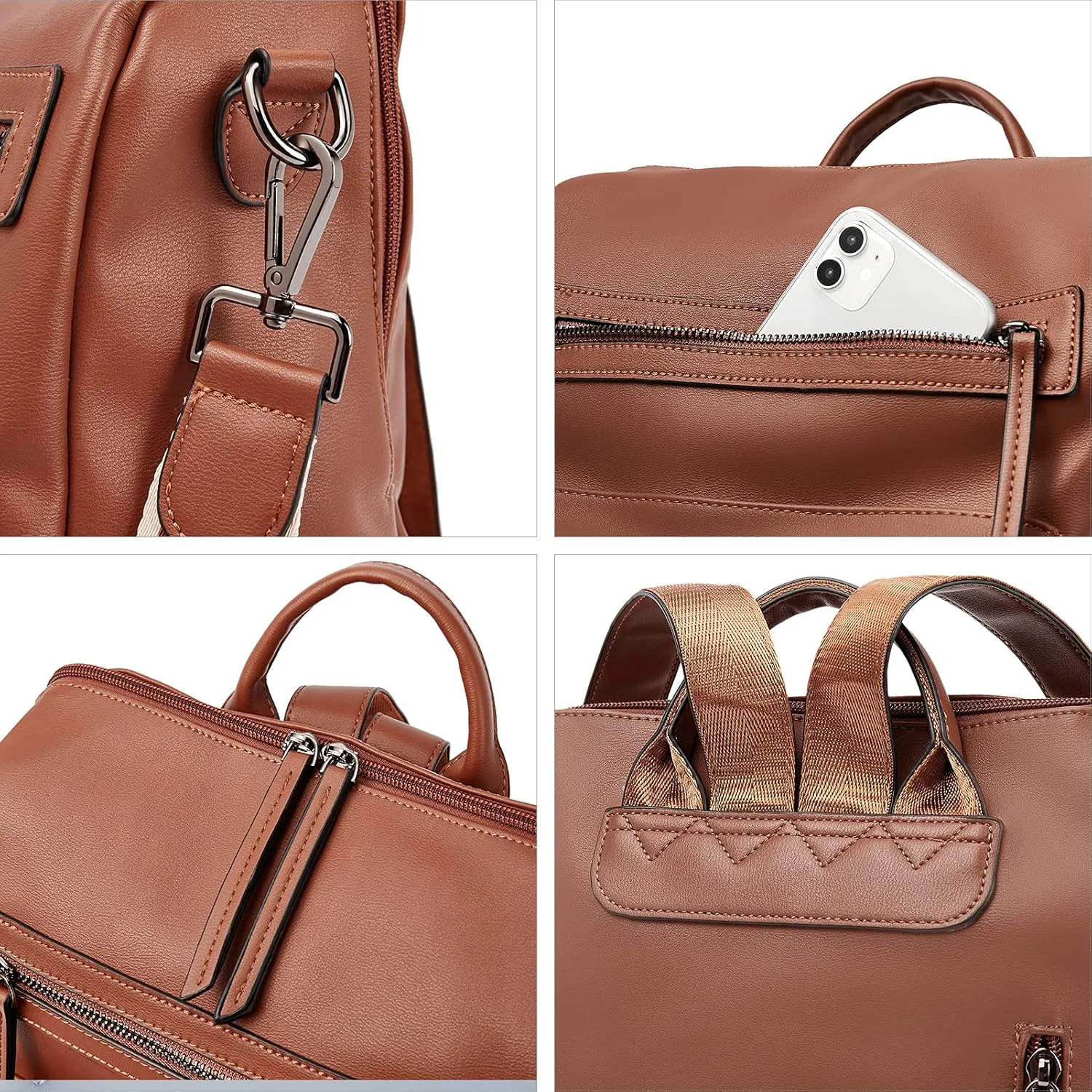 BROMEN Backpack Purse for Women Fashion Leather Designer Travel Large Ladies Shoulder Bags