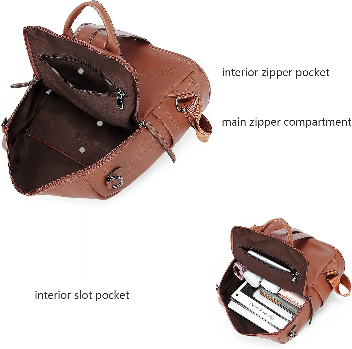 BROMEN Backpack Purse for Women Fashion Leather Designer Travel Large Ladies Shoulder Bags