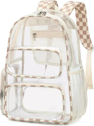 BTOOP Clear Backpack Heavy Duty Transparent Bag 17" See Through BookBag for Women Men Adults Work Festival Sports Travel