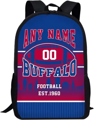 Buffalo Backpack Custom 17Inch Laptop Shoulder Bag Personalized Name Number Travel Bag Fans Gift for Girl Boy Men Women