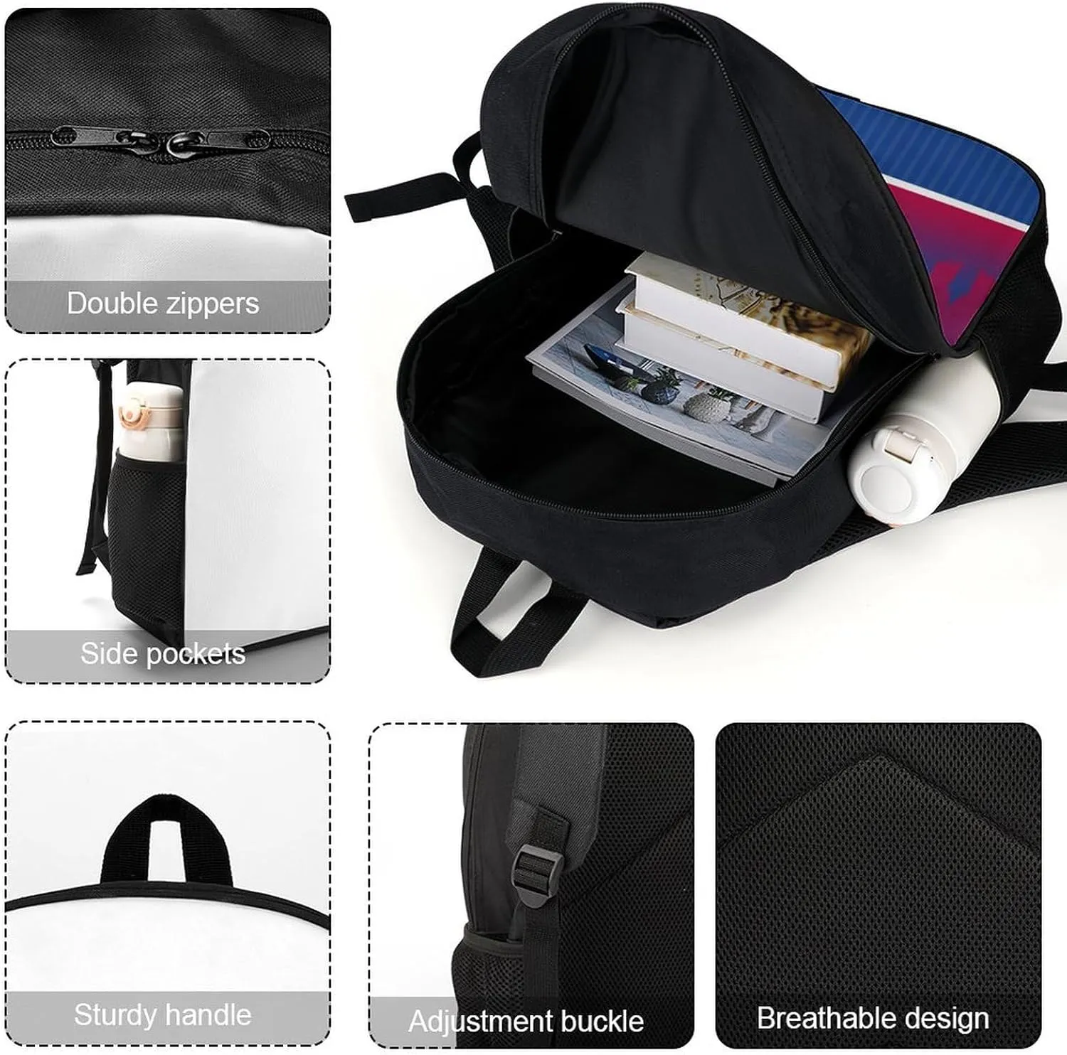 Buffalo Backpack Custom 17Inch Laptop Shoulder Bag Personalized Name Number Travel Bag Fans Gift for Girl Boy Men Women