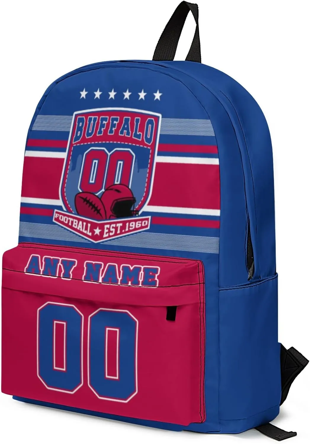 Buffalo Backpack Custom Name Number 17Inch Large Capacity Shoulder Travel Bag Personalized Laptop Bag Fans Gift for Boy Girl Men Women