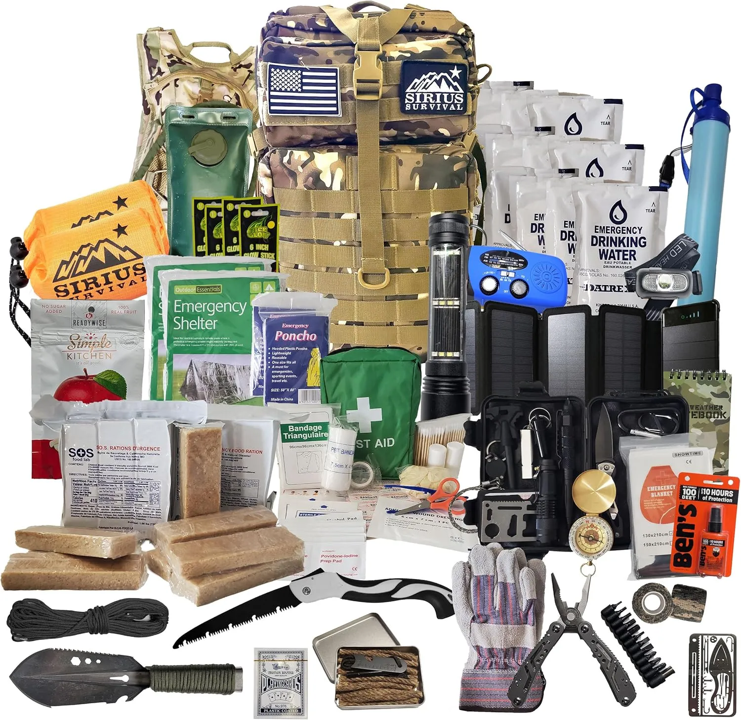 Bug Out Bag - Premium Bugout Backpack Pre-Packed Survival Kit - Ultimate Bug Out Bag Backpack Survival Kit - Comprehensive Survival Bag - Go Bag Emergency Backpack