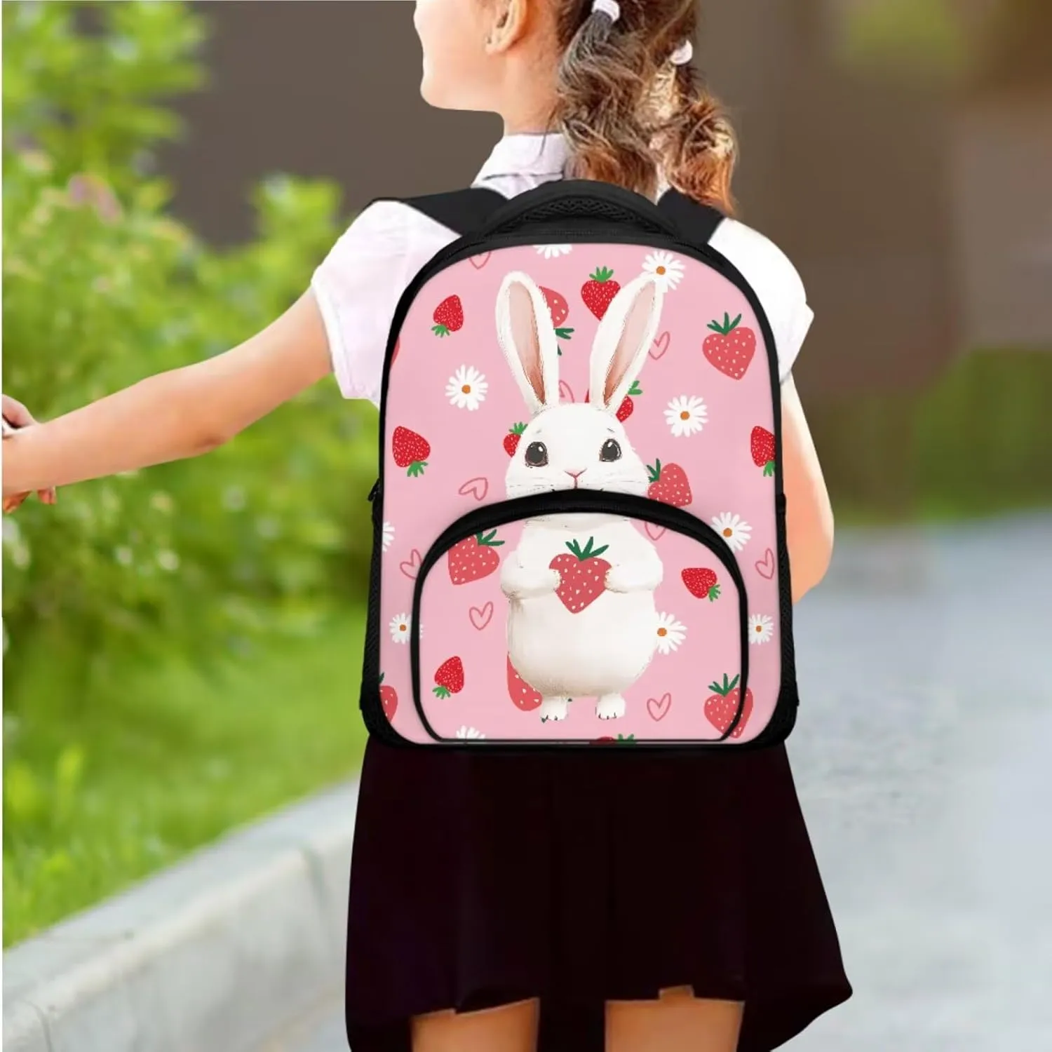 Bunny Backpack for School Boys 1Nd Grade 8 Year Old Cool Bookbags with Lunch Bag and Soft Pencil Case Lightweight & Novelty Back to School Accessories