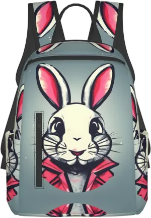 Bunny Rabbit print Lightweight Laptop Backpack Travel Daypack Bookbag for Women Men for Travel Work