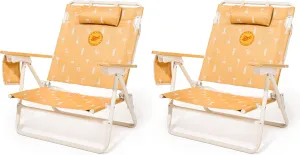 Business & Pleasure Co. Margaritaville Manana Backpack Beach Chair Lay Flat Reclining, Lightweight & Portable, Insulated Cooler Pocket, Hemisphere Dancer Marg, Pack of 2