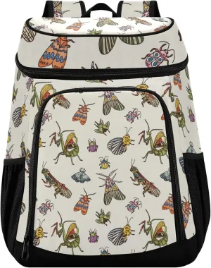 Butterfly Grasshoppers Bugs Insect Lunch Cooler Backpack 36 Cans Insulated Backpack Large Capacity Travel Picnic Beach Camping Thermal Bag for Men Women