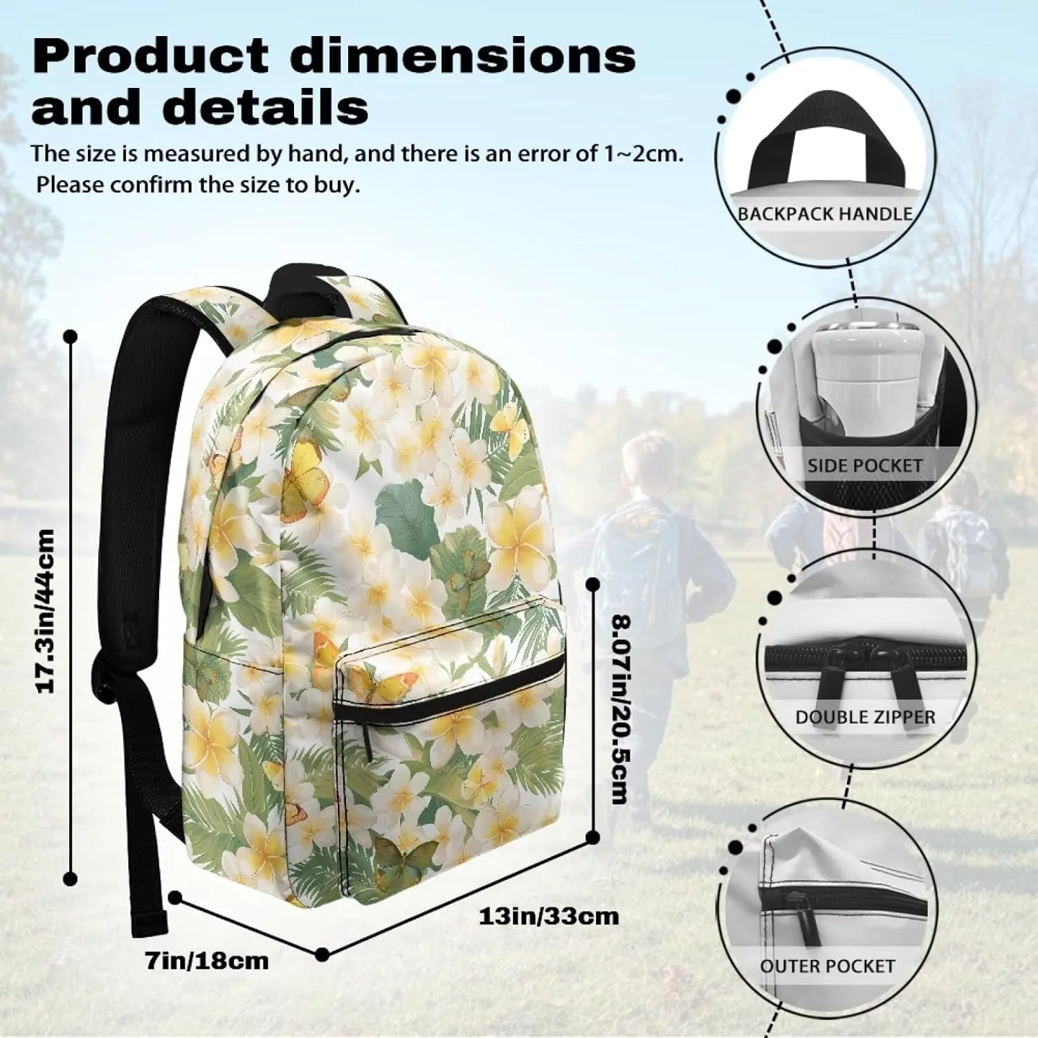Butterfly Tropical Flower Mens Backpack Stylish Commuter Daypack with Zippers Design Unisex Travel Daily Holder Adjustable Waist Belt for Beach Traveling