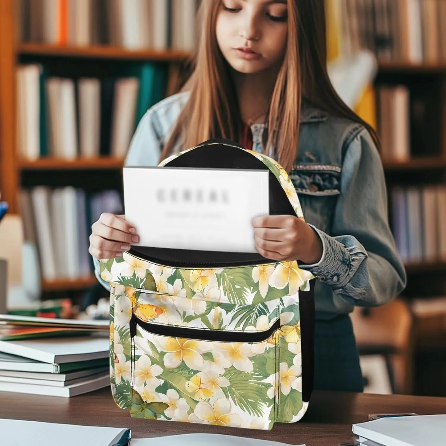 Butterfly Tropical Flower Mens Backpack Stylish Commuter Daypack with Zippers Design Unisex Travel Daily Holder Adjustable Waist Belt for Beach Traveling