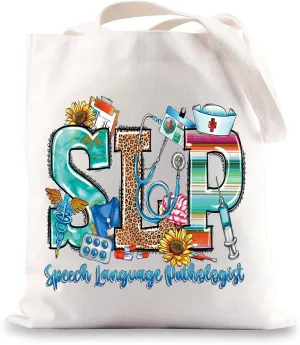 BWWKTOP SLP Tote Bag Speech Therapist Appreciation Gift Speech Language Pathologist Shoulder Bag SLP Merch