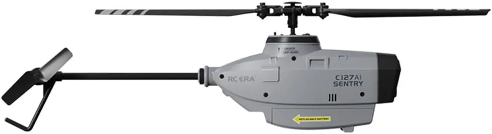 C127AI Scout RC Helicopter with 1080P Camera, 2.4G 4CH AI Intelligent Remote Control Helicopter Model with 6-Axis Gyro Landing Optical Flow Positioning (RTF Version/Grey/4 battery)