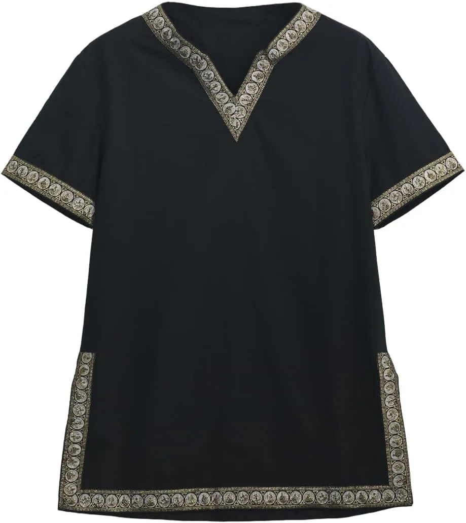 CAMDOM Boys Renaissance Viking Pirate V Neck Shirt Medieval Knight Costume Tops