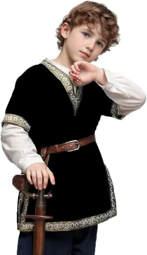 CAMDOM Boys Renaissance Viking Pirate V Neck Shirt Medieval Knight Costume Tops