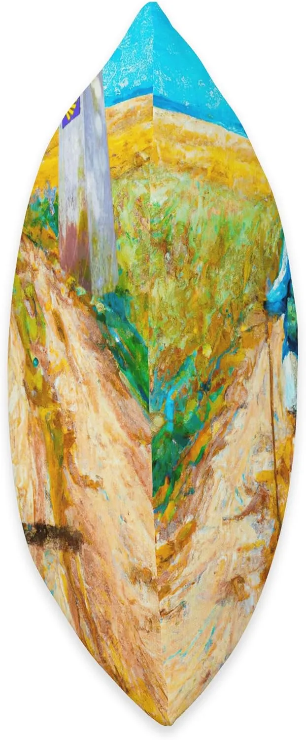 Camino de Santiago Pilgrim Walking Oil Painting Style Throw Pillow, 18x18, Multicolor