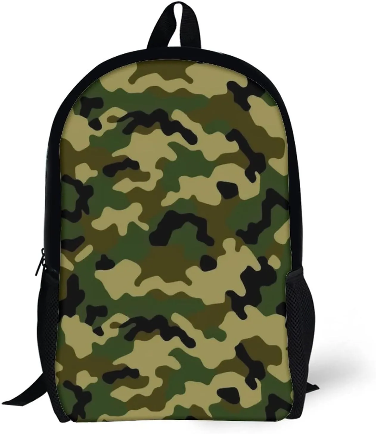 Camo Camouflage Green Backpack with Adjustable Straps, Suitable for Travel Picnics Activities