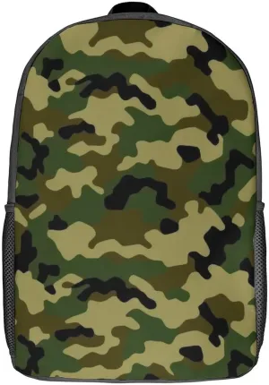 Camo Camouflage Green Backpack with Adjustable Straps, Suitable for Travel Picnics Activities