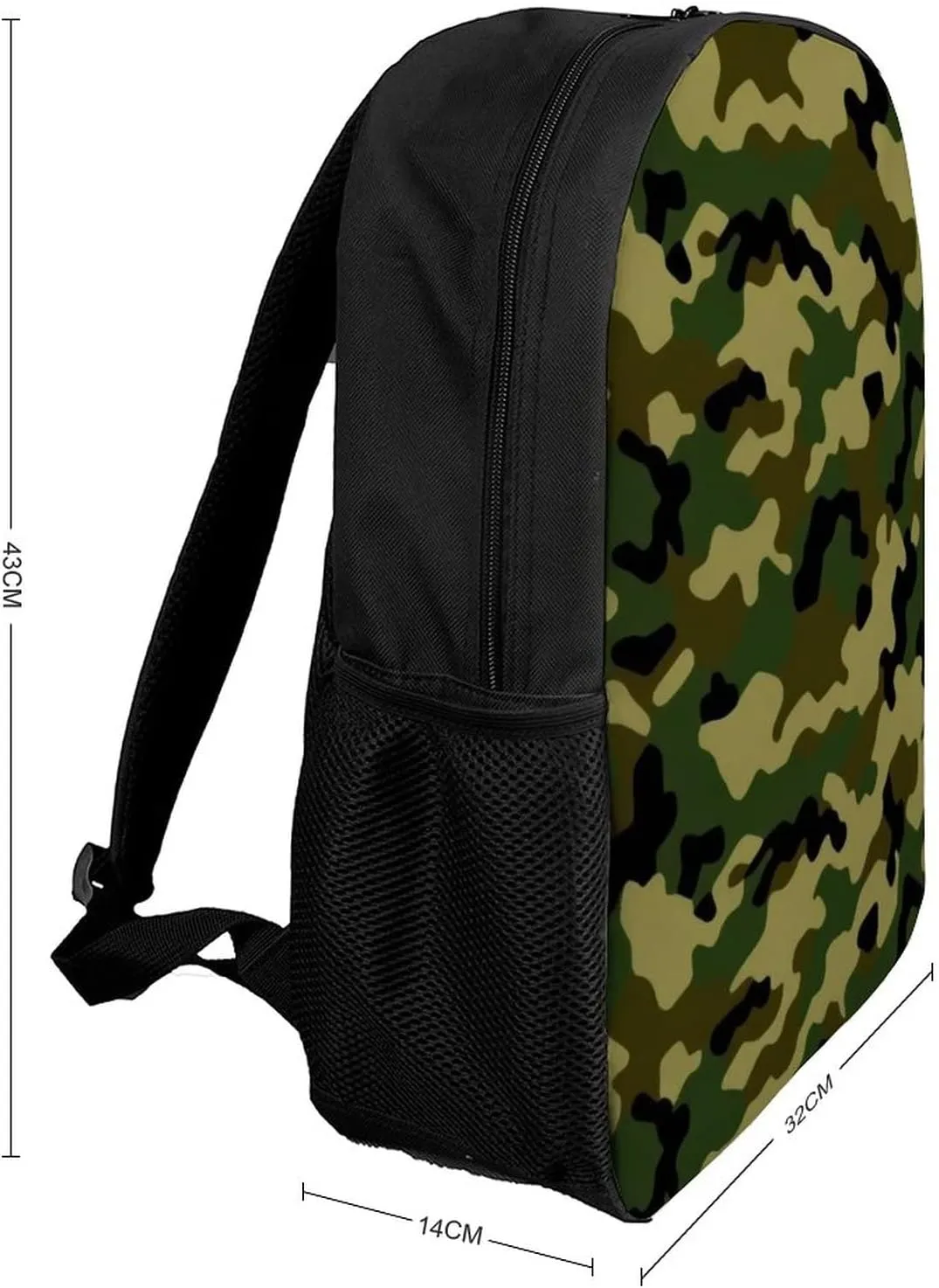 Camo Camouflage Green Backpack with Adjustable Straps, Suitable for Travel Picnics Activities