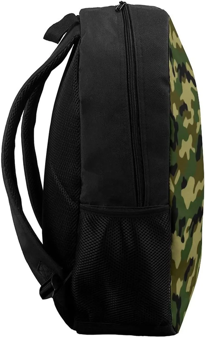 Camo Camouflage Green Backpack with Adjustable Straps, Suitable for Travel Picnics Activities