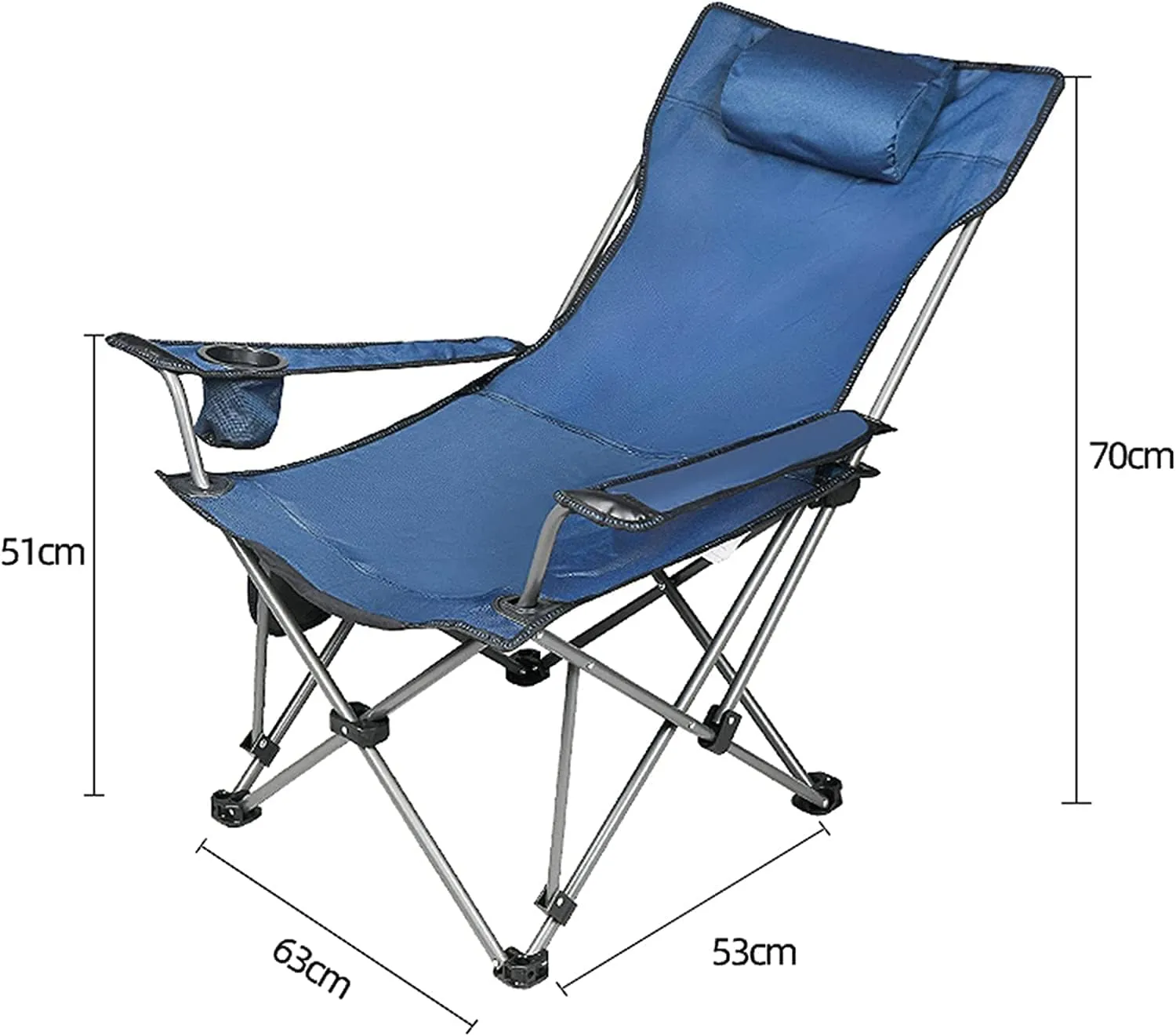 Camping Chair Fishing Chair Folding Chairs Camping Outdoor Folding Chair Portable Lawn Folding Seat Armchair with Cup Holder Pillow and Carry Bag Leisure Recliner Stool Lawn Chairs Outside (Color : B