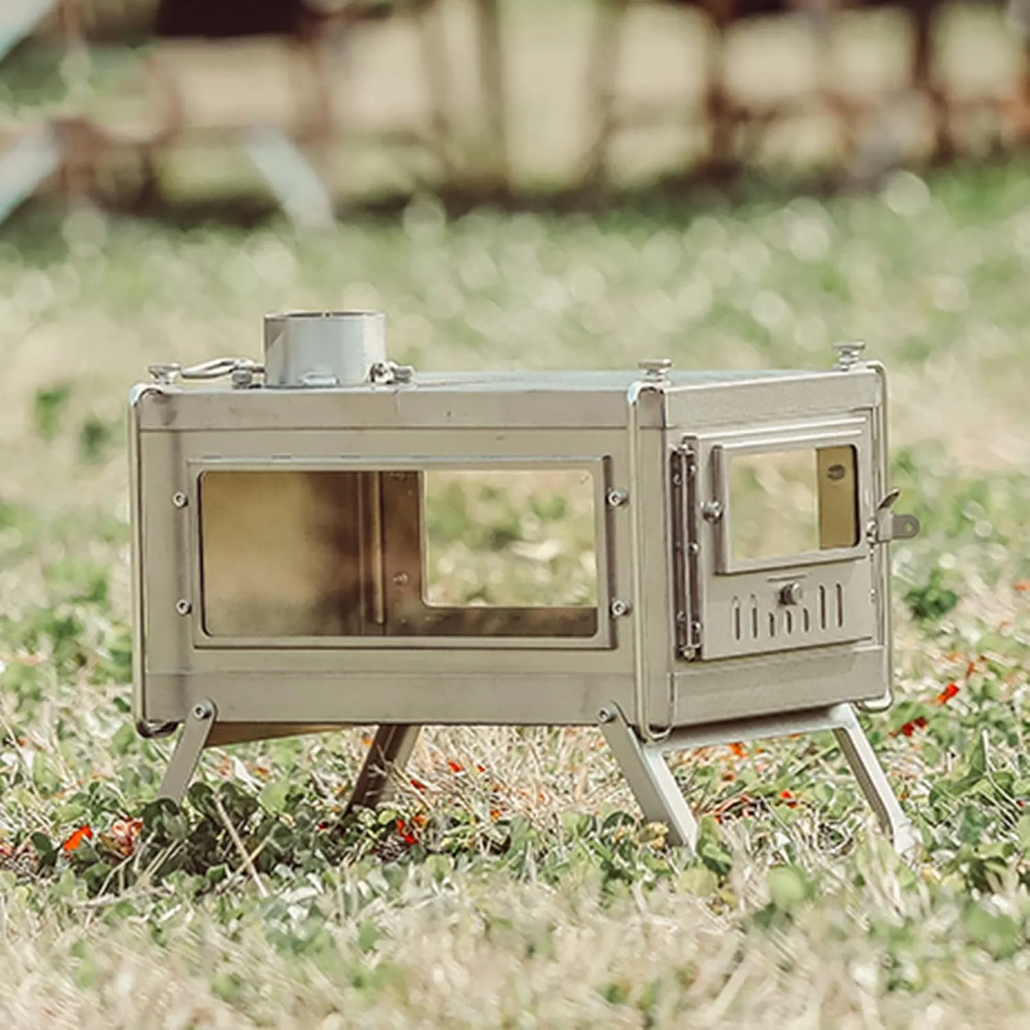 Camping Stove/Backpacking Stove Portable Folding Windproof Wood Burning Stove with Chimney Pipe for Outdoor Camping Tent