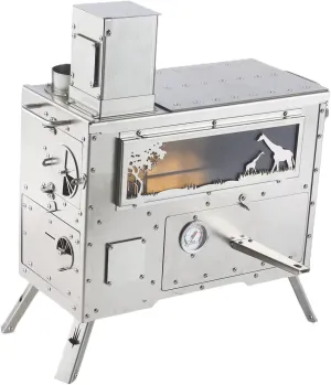 Camping Stove/Backpacking Stove Portable Folding Windproof Wood Burning Stove with Chimney Pipe for Outdoor Camping Tent