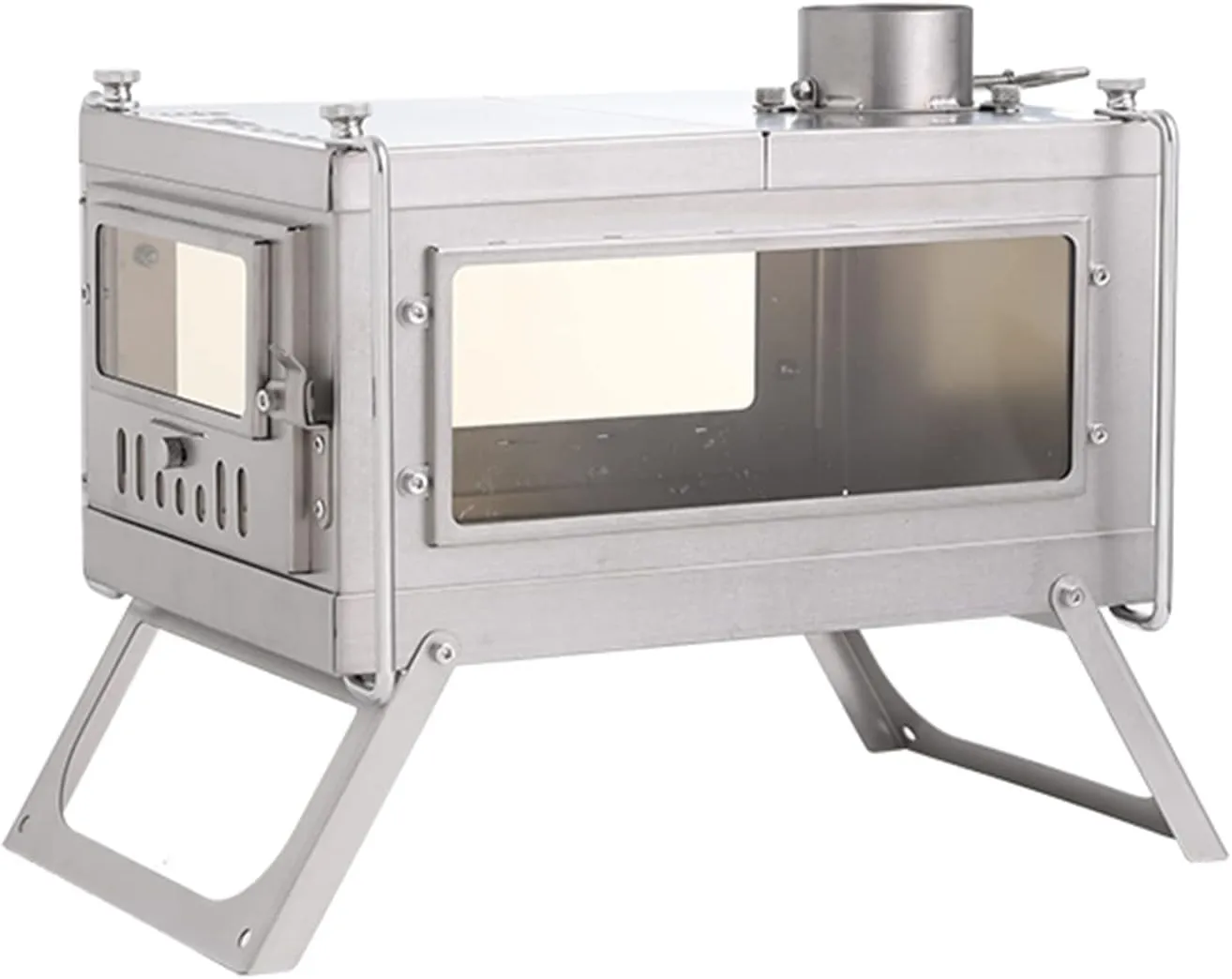 Camping Stove/Backpacking Stove Portable Folding Windproof Wood Burning Stove with Chimney Pipe for Outdoor Camping Tent