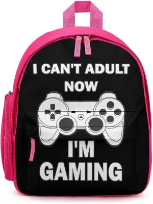 Can't Adult Now I'm Gaming Funny Travel Backpack Lightweight Shoulder Bag Casual Daypack for Daily Business for Women Men