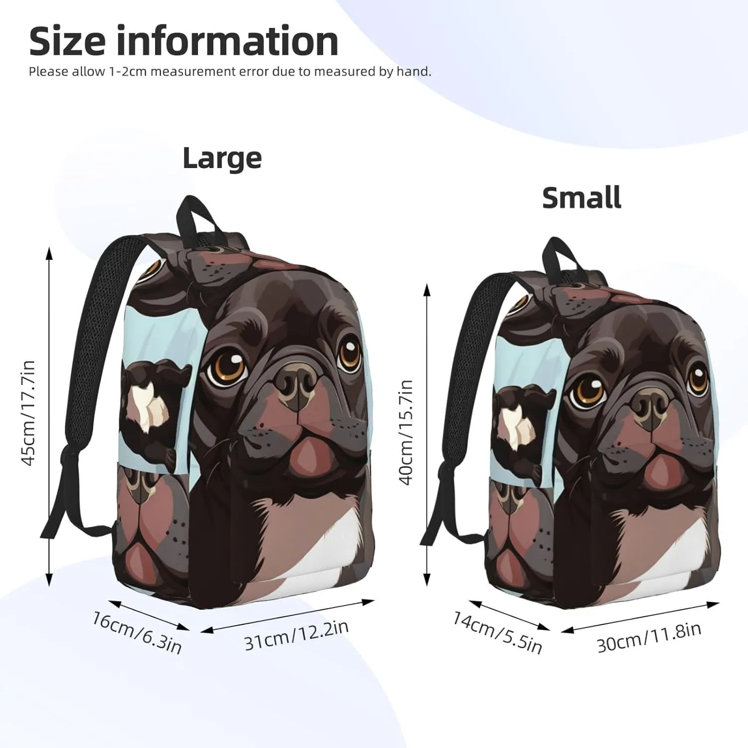Canvas Backpack for Men Women Laptop Backpack French Bulldog Dog Cute Travel Rucksack Lightweight Canvas Daypack
